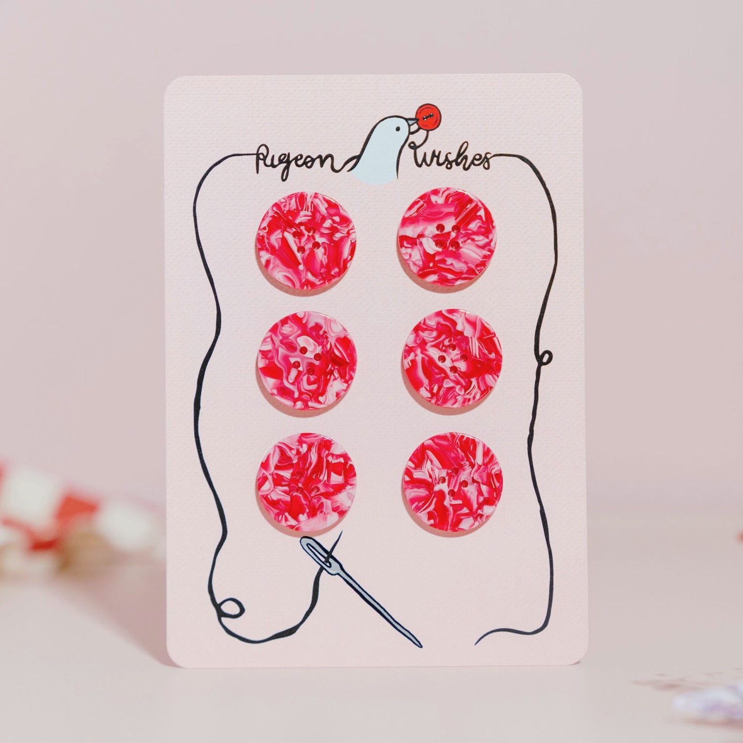 Pigeon Wishes Barbiecore Button Card 25mm