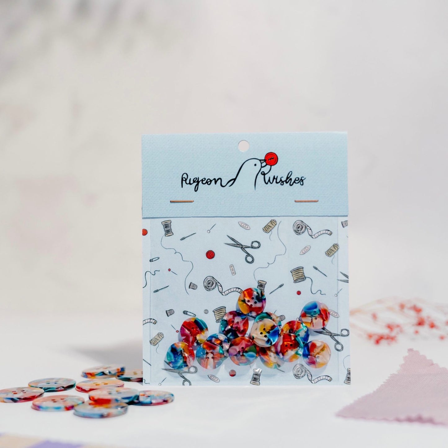 Pigeon Wishes Kaleidoscope Button Set 15mm