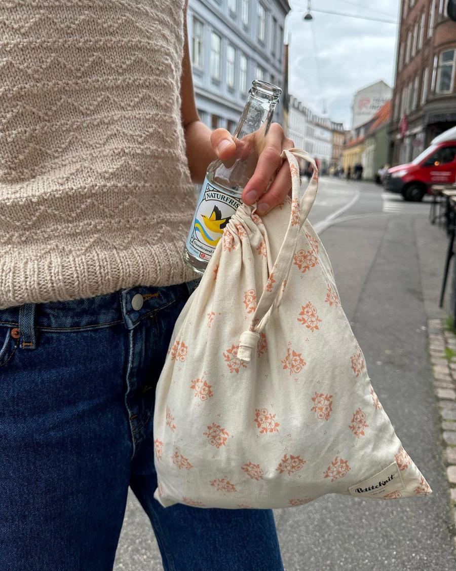 PetiteKnit Knitter's String Bag - Apricot Flower