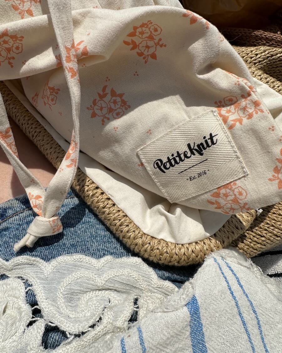PetiteKnit Knitter's String Bag - Apricot Flower