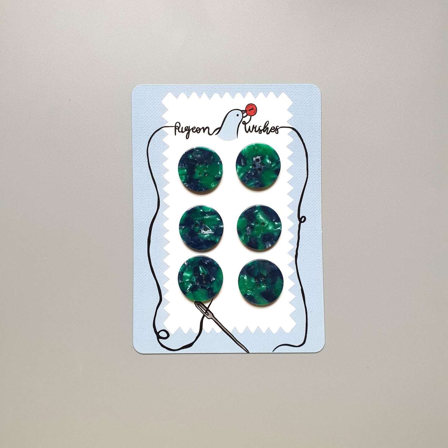 Pigeon Wishes Wicked Button Card 25mm