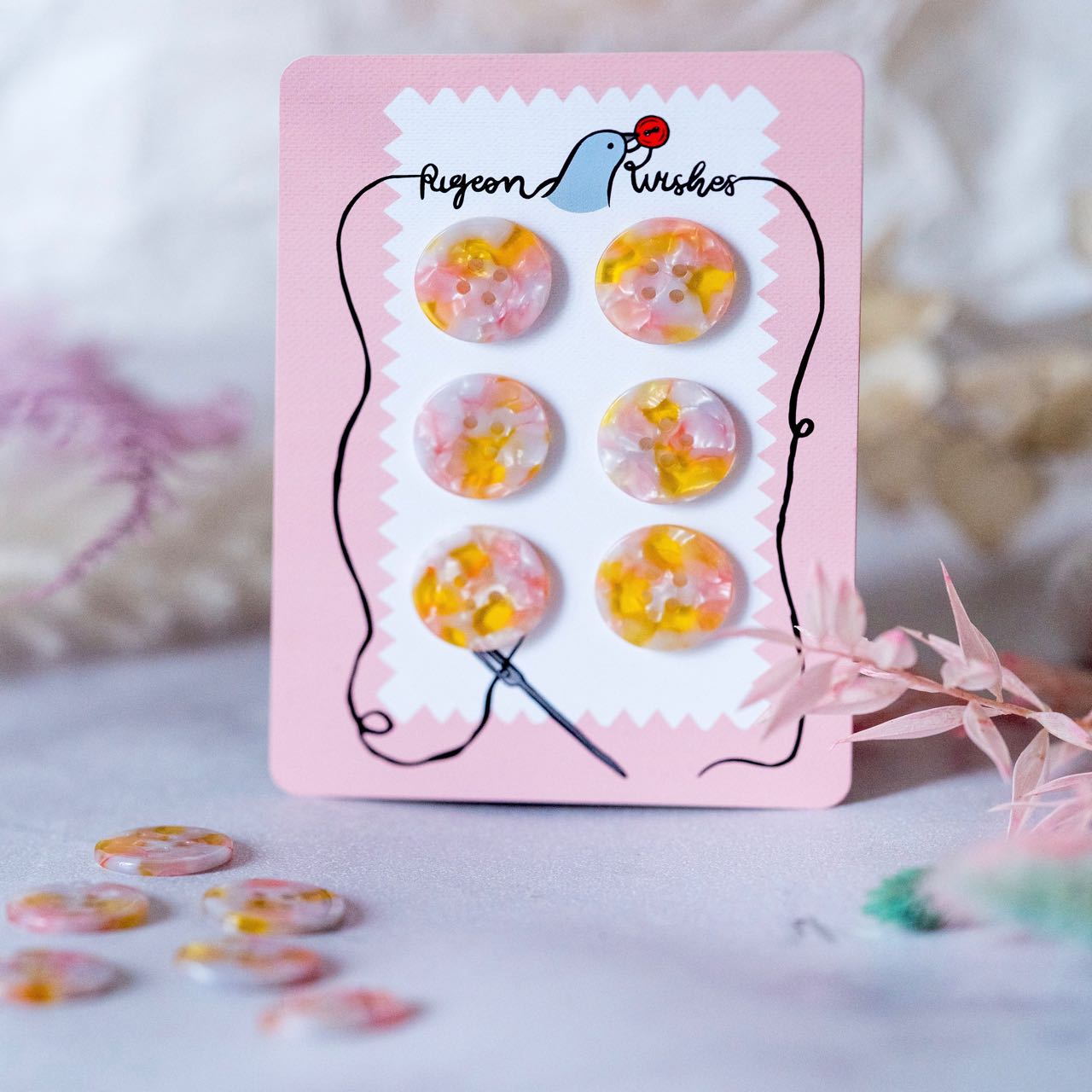 Pigeon Wishes Fanciful Button Card 25mm