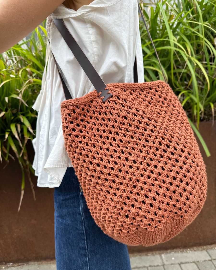 Leather Straps for PetiteKnit French Market Bag - Dark Brown