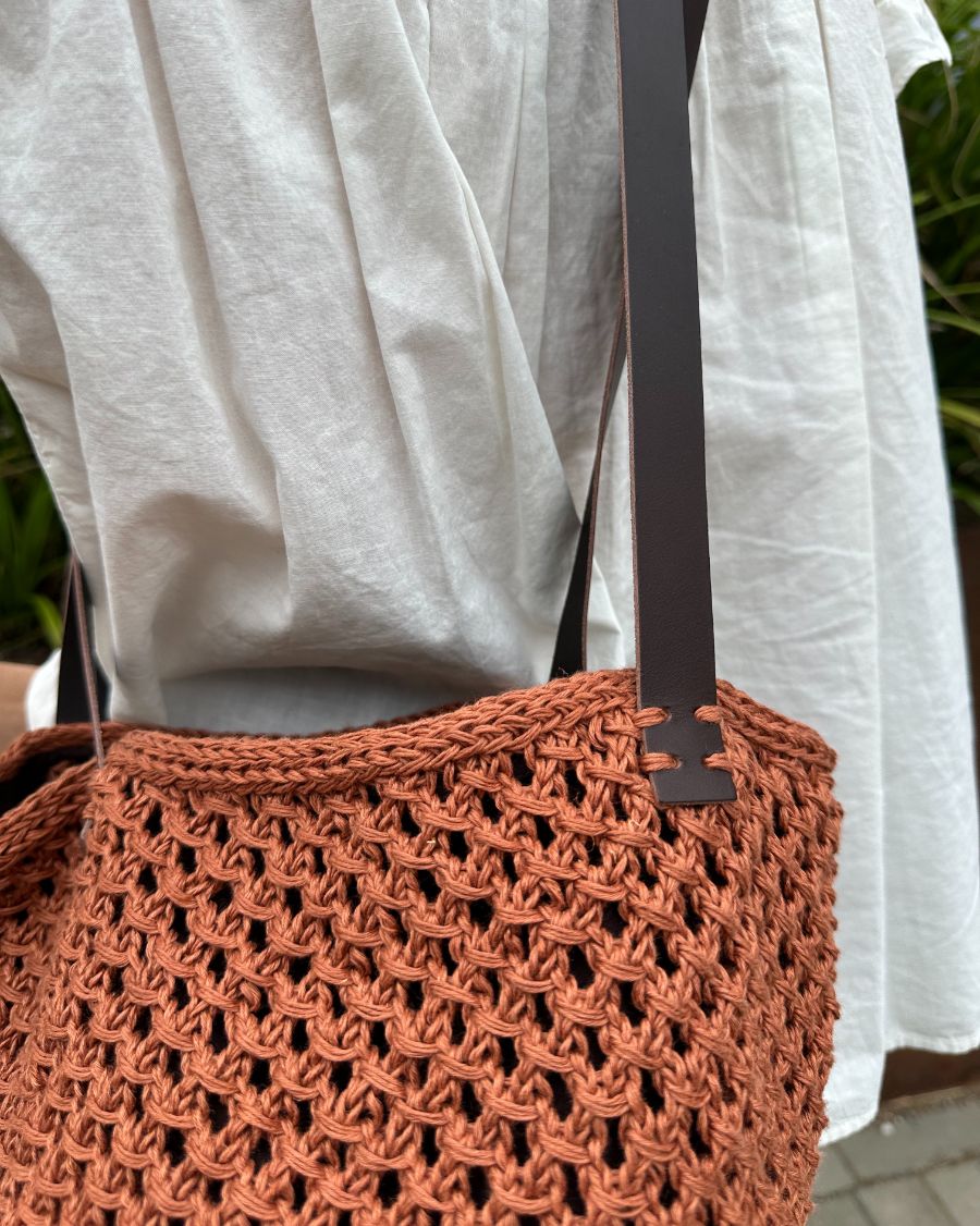 Leather Straps for PetiteKnit French Market Bag - Dark Brown