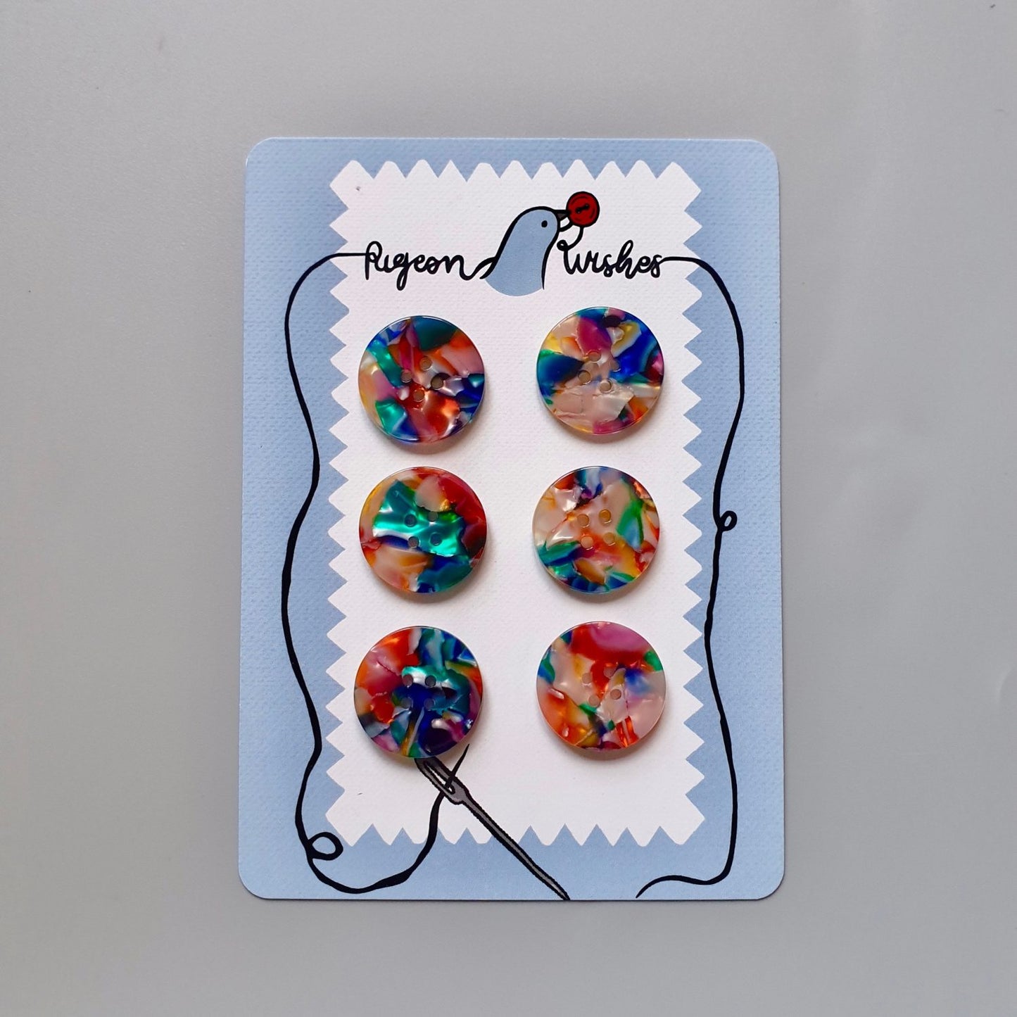 Pigeon Wishes Kaleidoscope Button Card 25mm