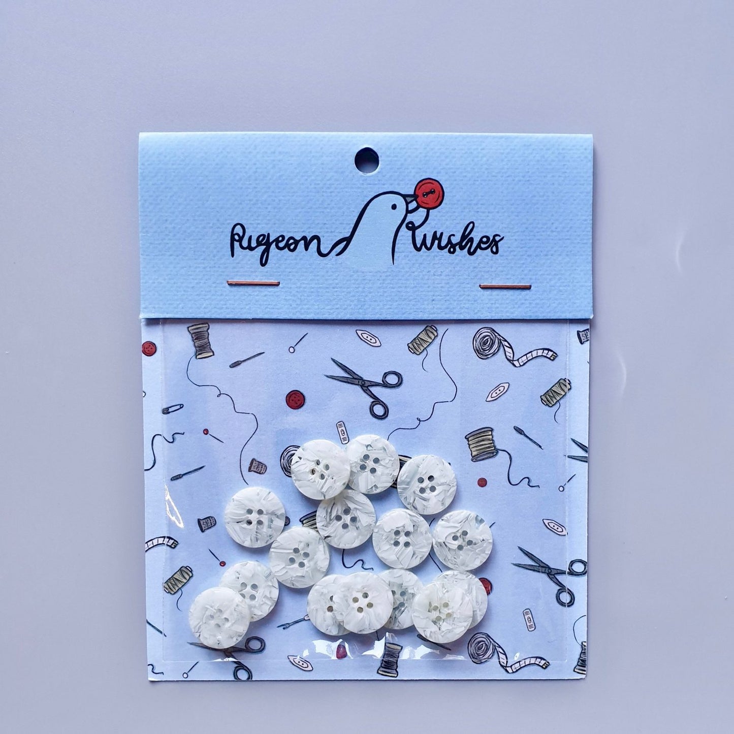 Pigeon Wishes Snowfall Button Set 15mm