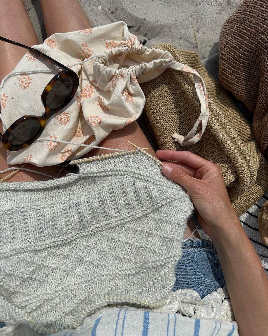 PetiteKnit Knitter's String Bag - Apricot Flower