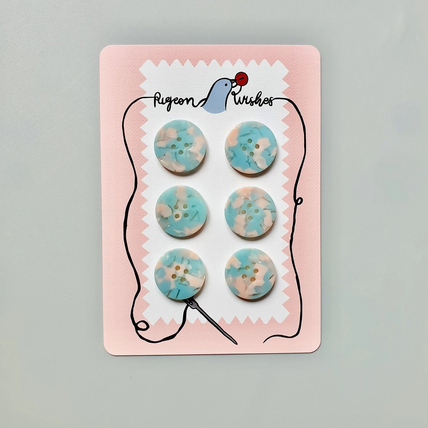 Pigeon Wishes Bliss Button Card 25mm