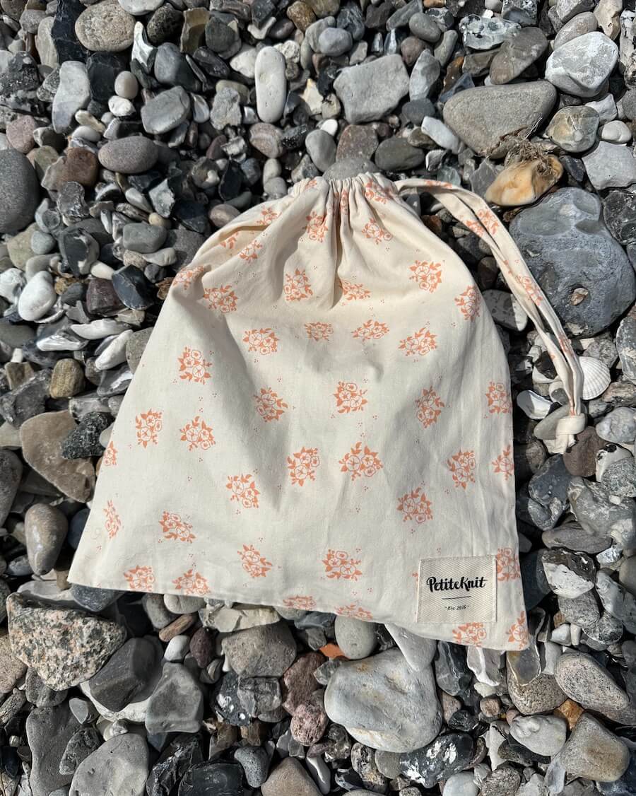 PetiteKnit Knitter's String Bag - Apricot Flower