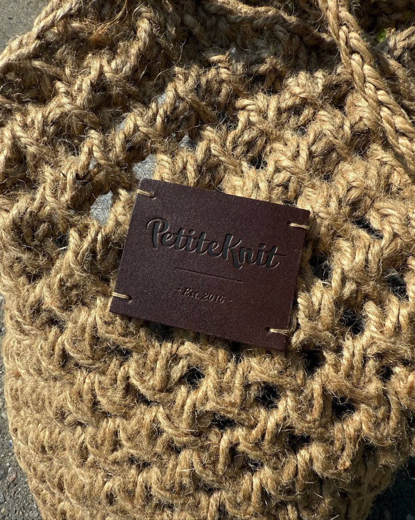 PetiteKnit Leather Label - "Est. 2016", Dark Brown 1pc