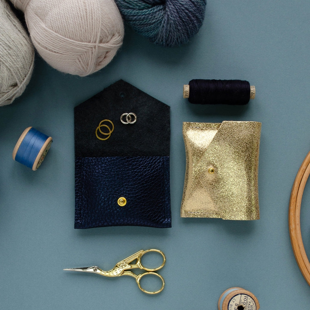 Studio Lowen Leather Stitch Markers Pouch - Metallic Navy