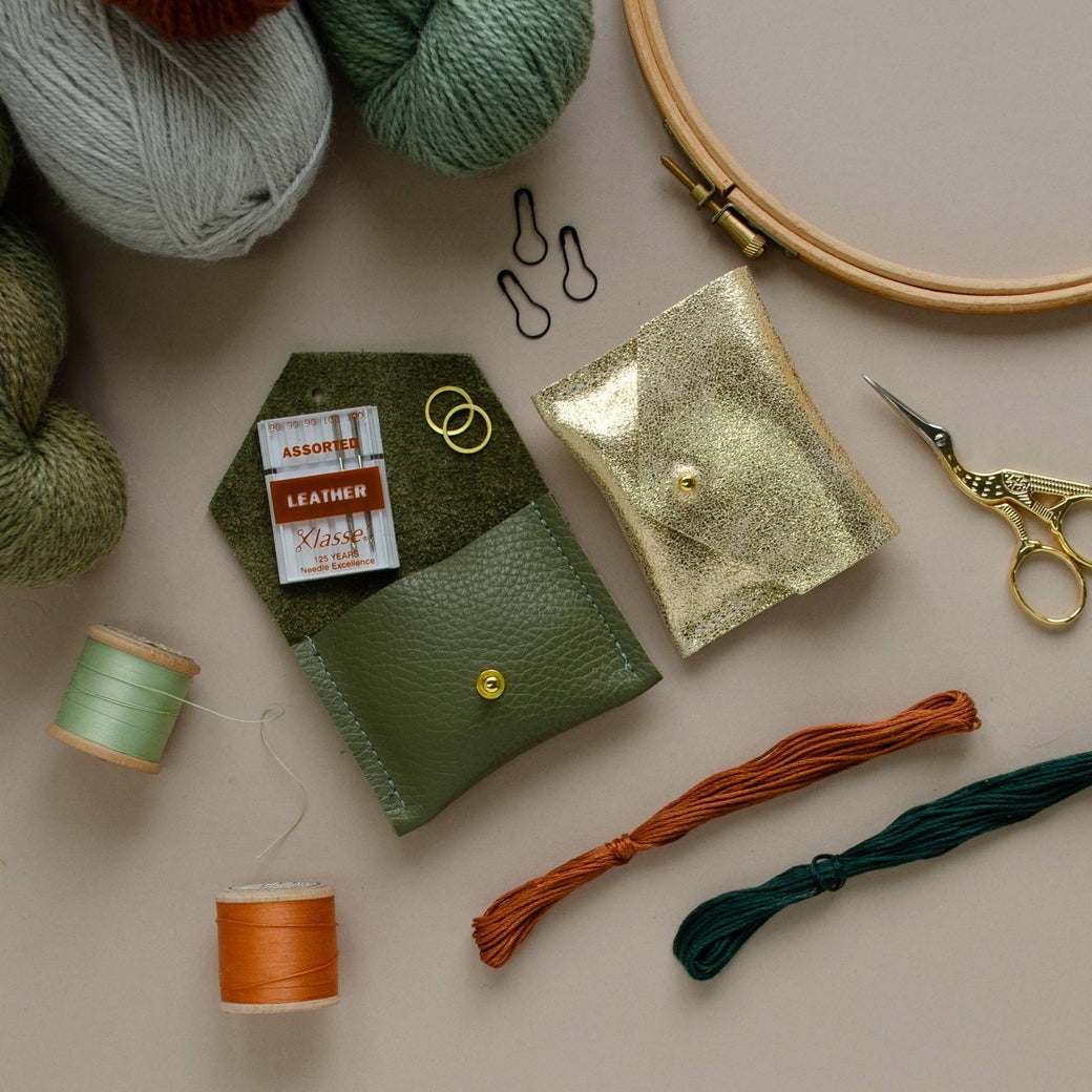 Studio Lowen Leather Stitch Markers Pouch - Gold