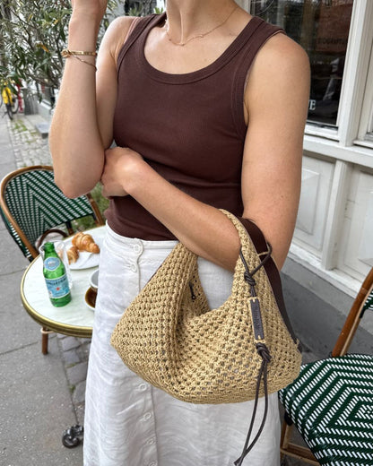 PetiteKnit Leather Bag Charm, Dark Brown 1pc