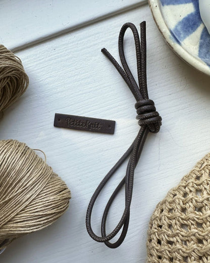 PetiteKnit Leather Bag Charm, Dark Brown 1pc